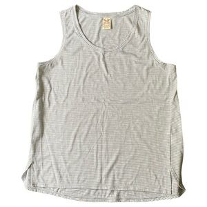 Tank Top Faded Glory Gray White Fitted Striped Top